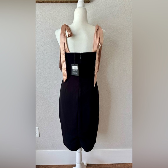 NWT Arezu Bow Tie Strap Dress Aliava Black Rose Gold Women's Size M J - Picture 6 of 11